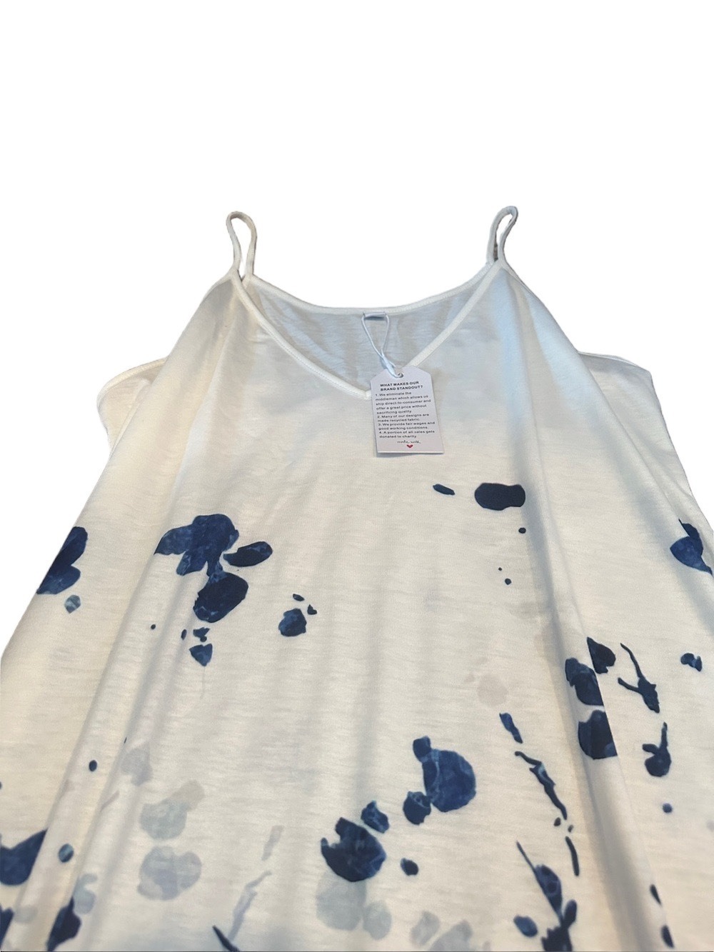 Large White Dress with Blue Floral Border - Picture 2 of 6